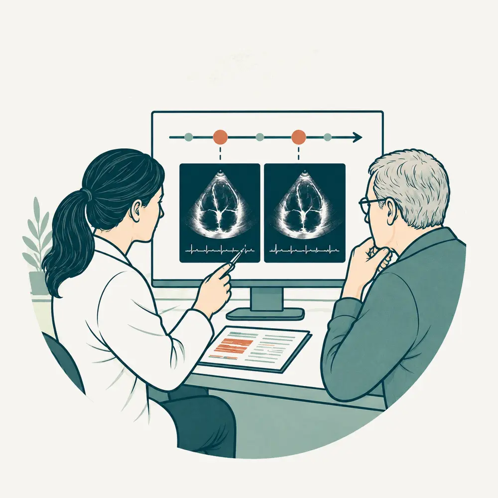 Confronto degli esami durante una visita cardiologica di controllo